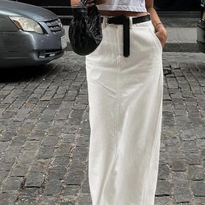 Commense White Parisian Slit Maxi Skirt